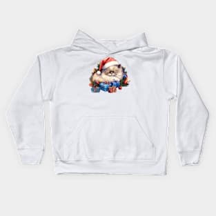 Lazy Ragdoll Cat At Christmas Kids Hoodie